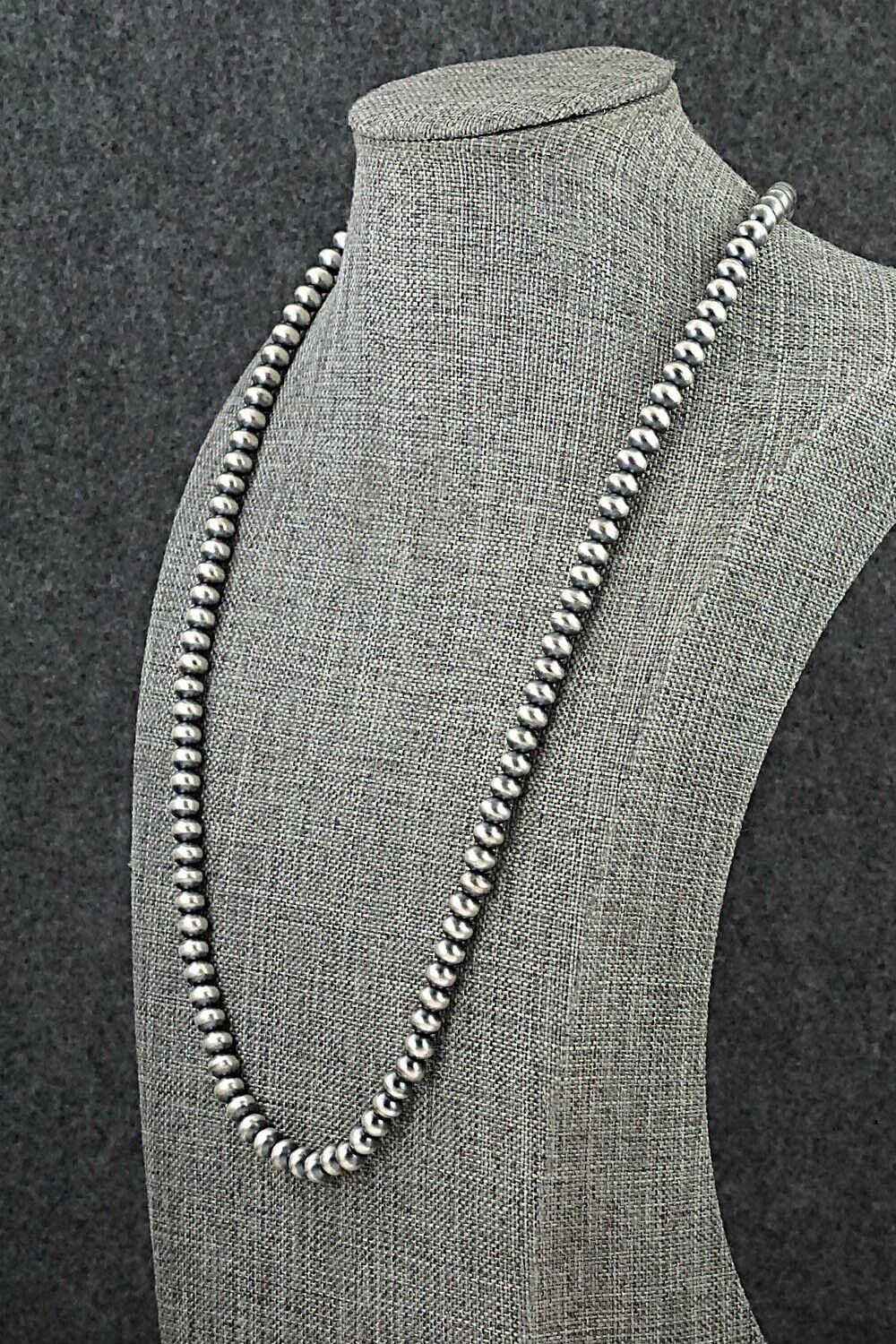 Sterling Silver Navajo Pearl Necklace 28" - Dorinda Mariano
