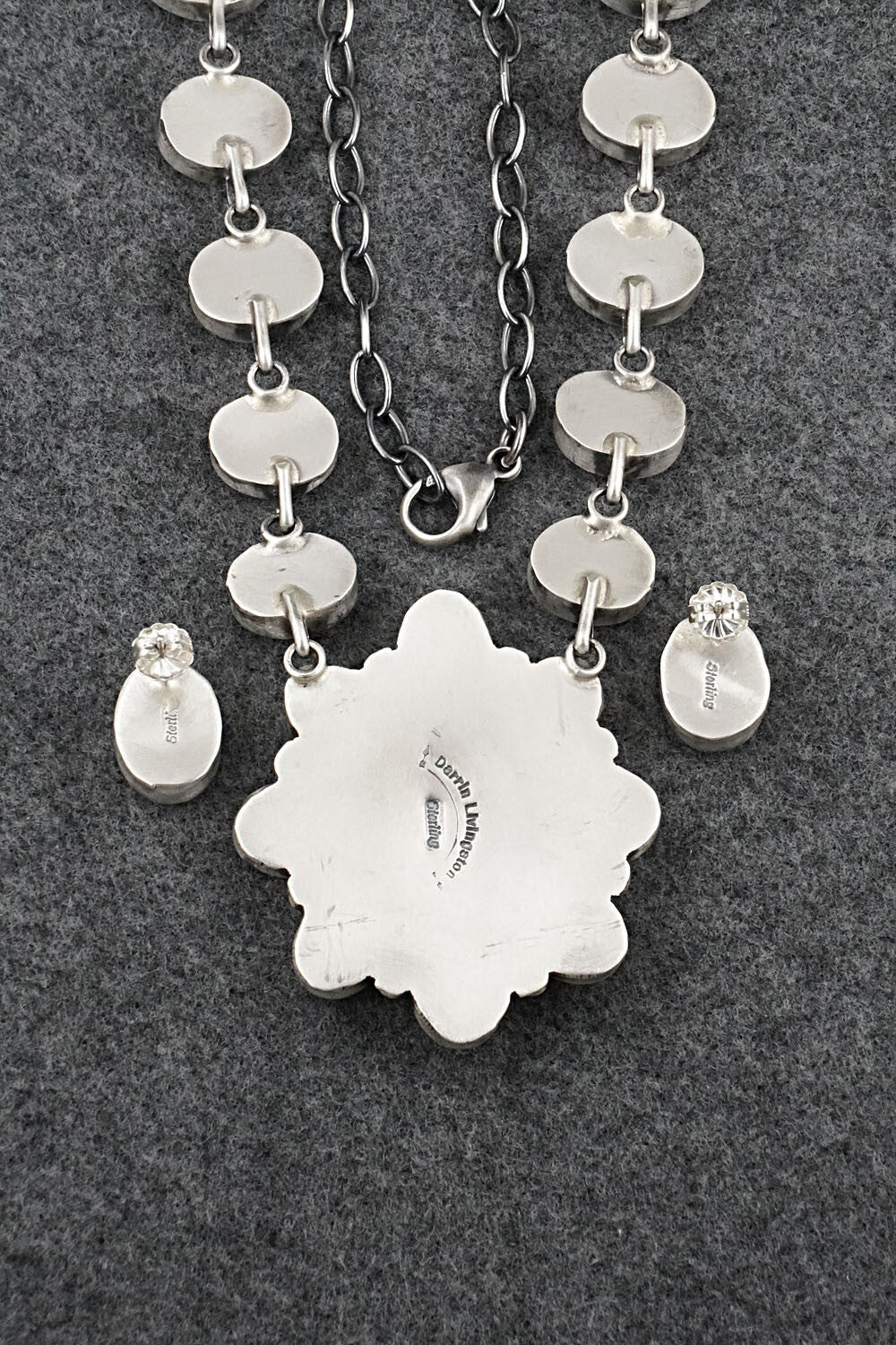 Spiny Oyster & Sterling Silver Necklace Set - Darrin Livingston