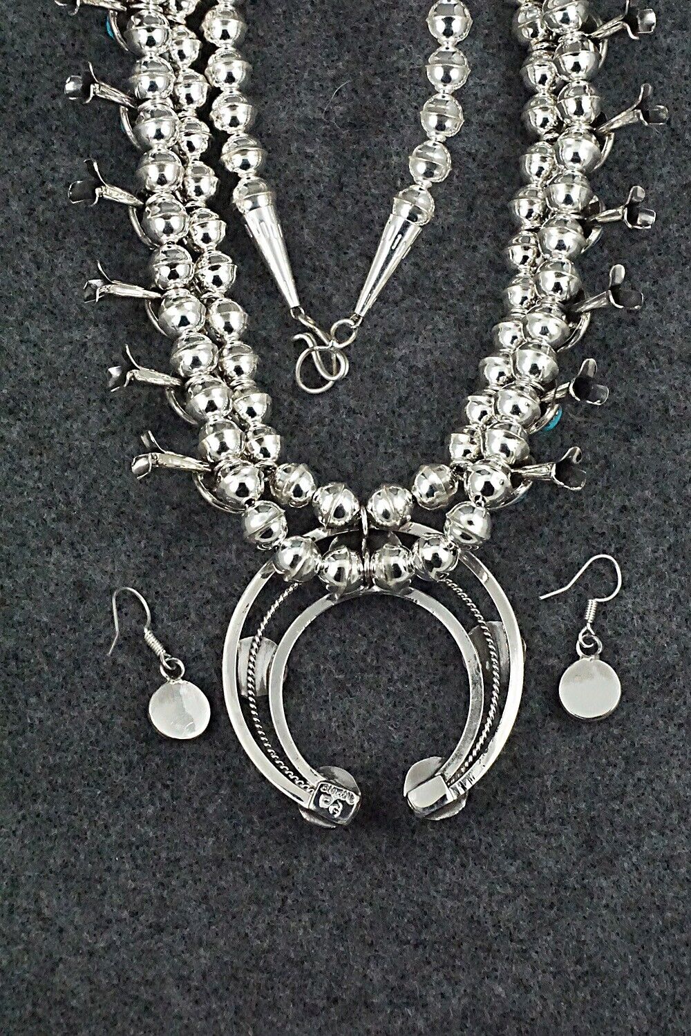 Turquoise & Sterling Silver Squash Blossom Set - Phil Garcia
