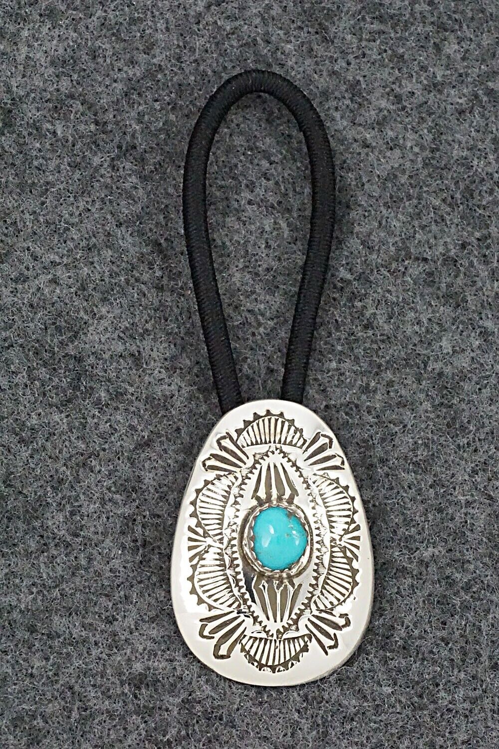 Turquoise & Sterling Silver Hair Tie - Shirley Skeets