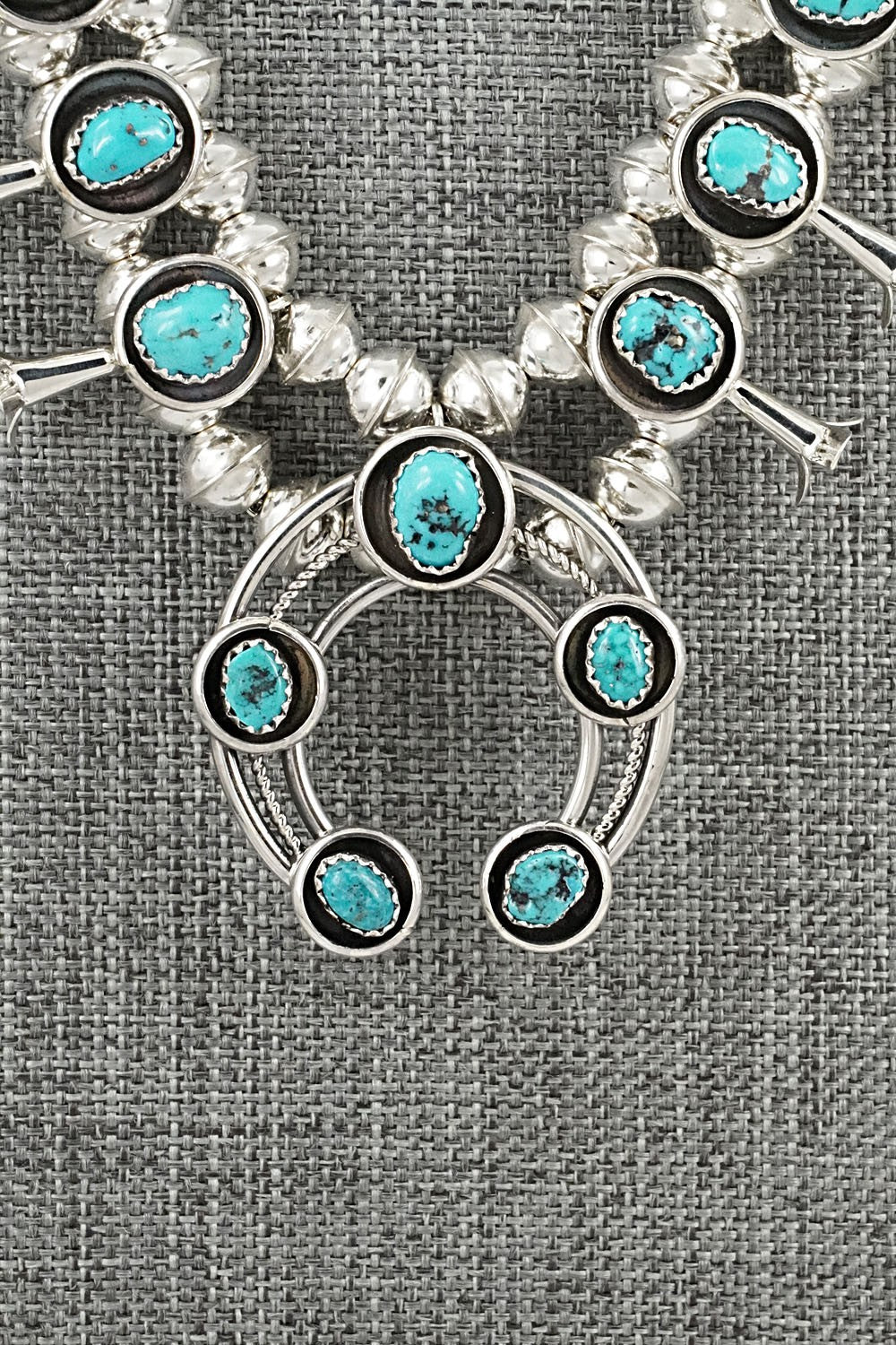 Turquoise & Sterling Silver Mini Squash Blossom Set - Phil Garcia