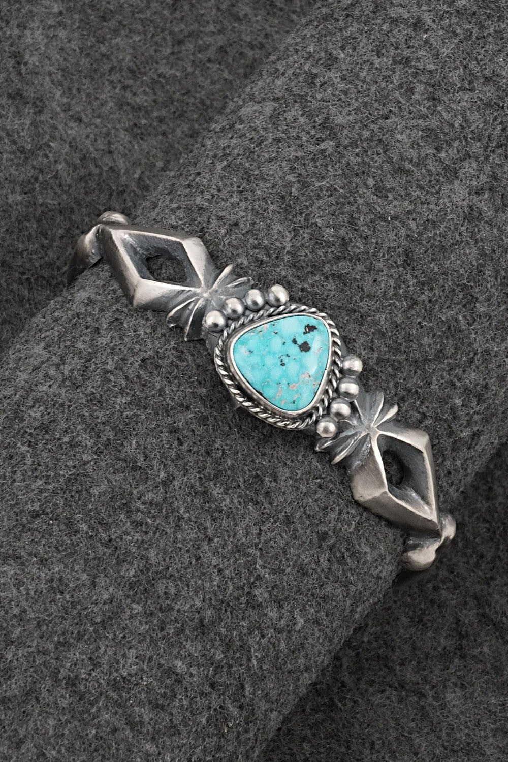 Turquoise & Sterling Silver Bracelet - Harrison Bitsue
