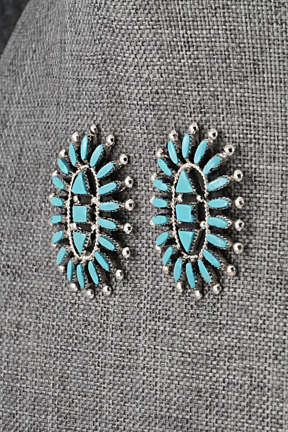 Turquoise & Sterling Silver Squash Blossom Set - Evonne Hustito