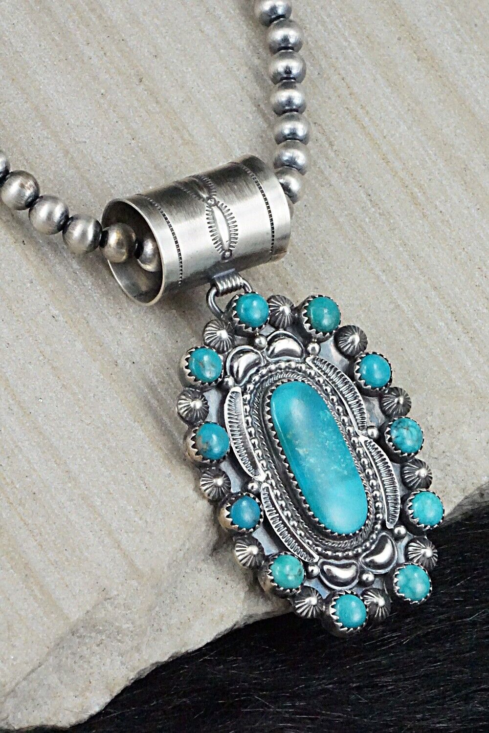 Turquoise & Sterling Silver Necklace - Tom Lewis