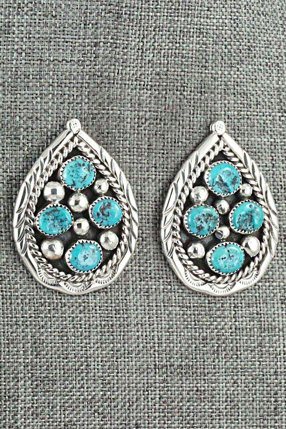 Turquoise & Sterling Silver Earrings - Chester Charley