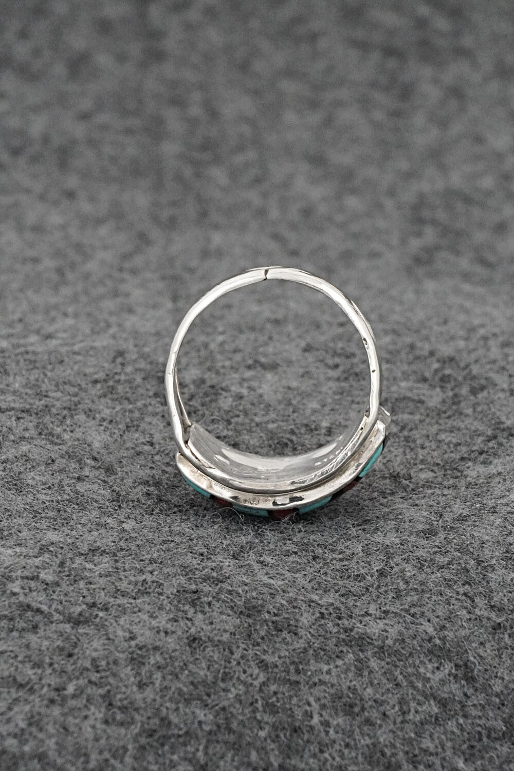 Multi-Stone & Sterling Silver Inlay Ring - Ola Eriacho - Size 7.5