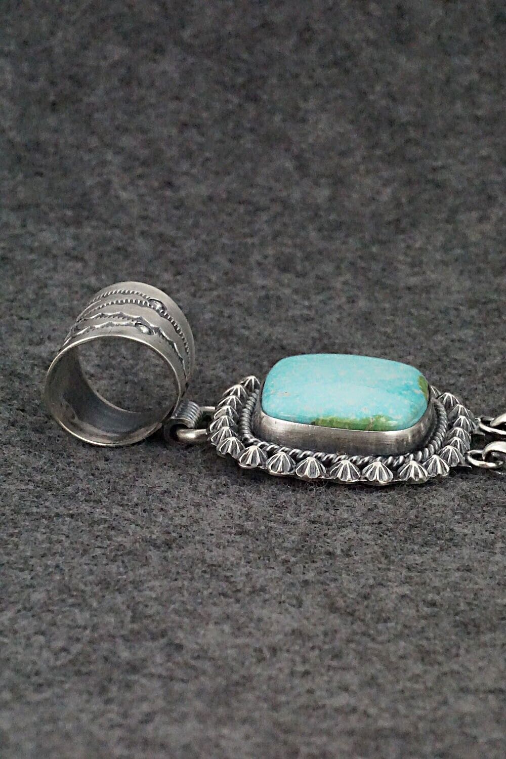 Turquoise & Sterling Silver Pendant - Raymond Delgarito