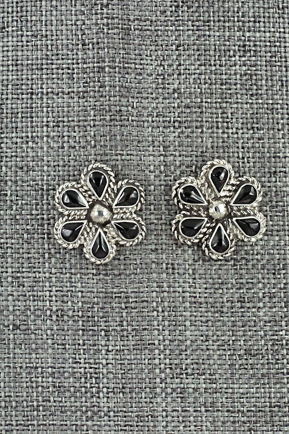 Onyx & Sterling Silver Earrings - Carol Lateyice