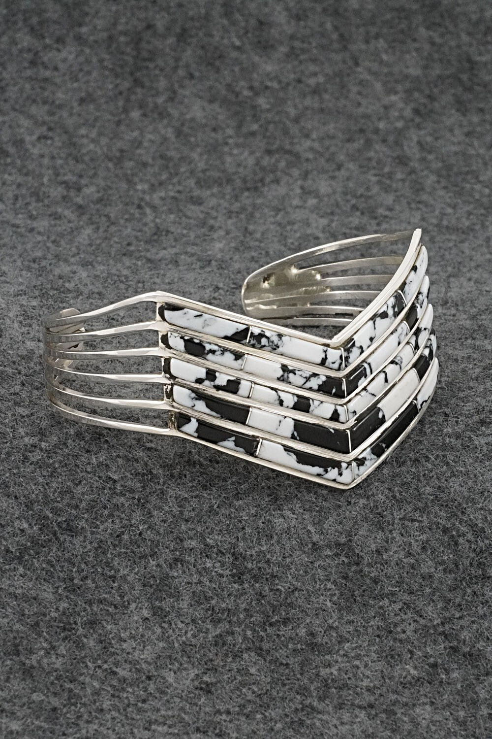 White Buffalo & Sterling Silver Inlay Bracelet - Jamie Johnson