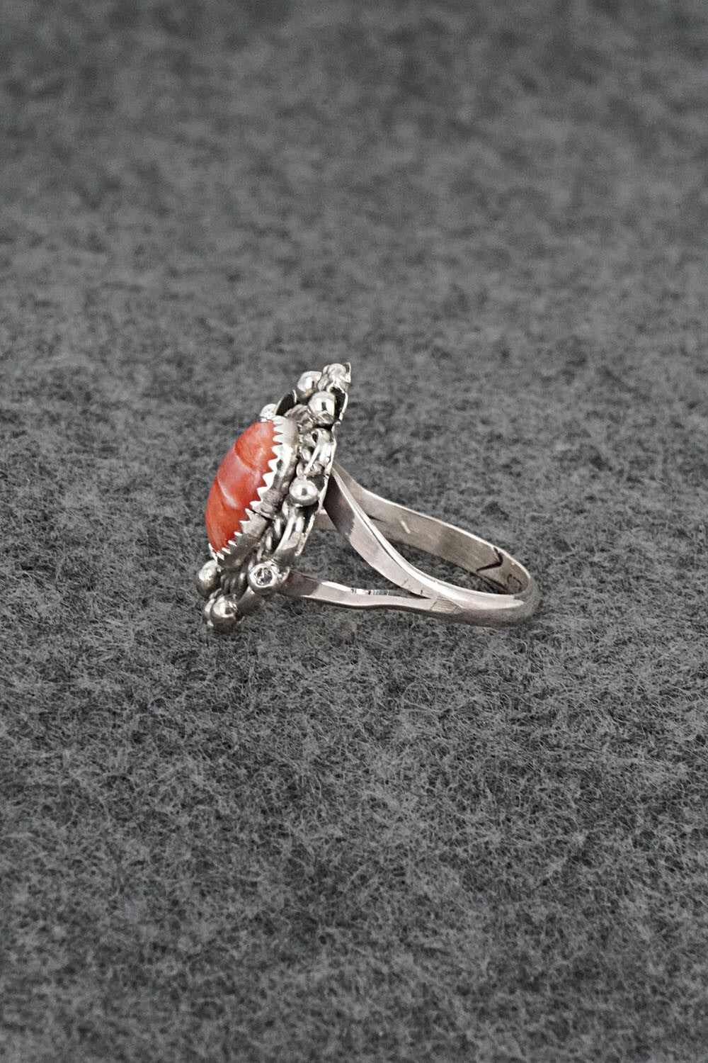 Spiny Oyster & Sterling Silver Ring - Frieda Martinez - Size 6.5