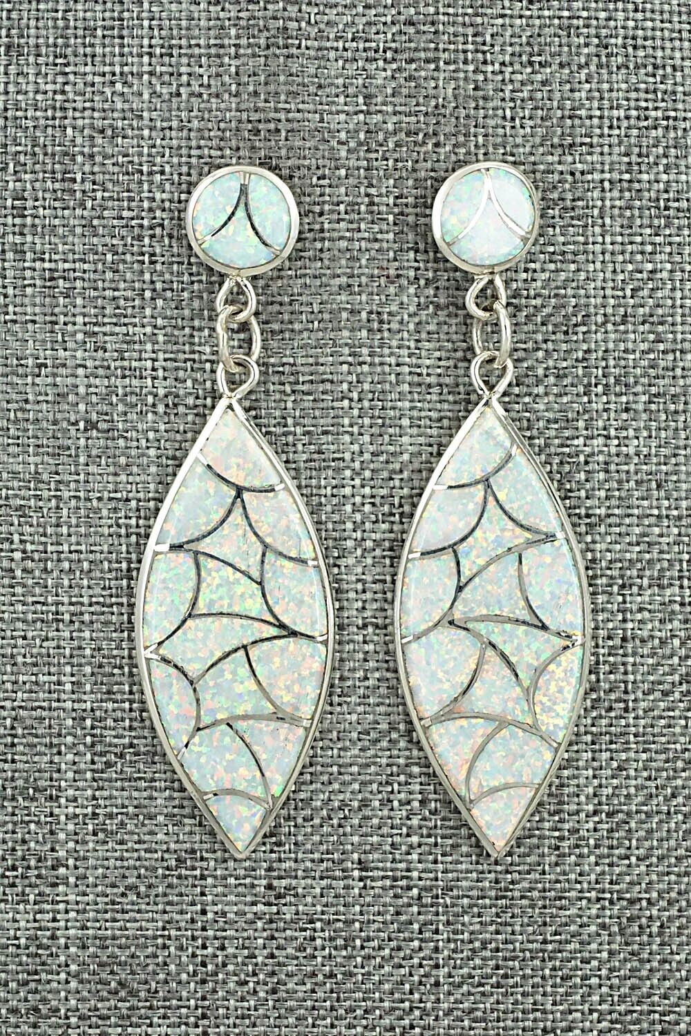 Opalite & Sterling Silver Inlay Earrings - Delorna Lahi