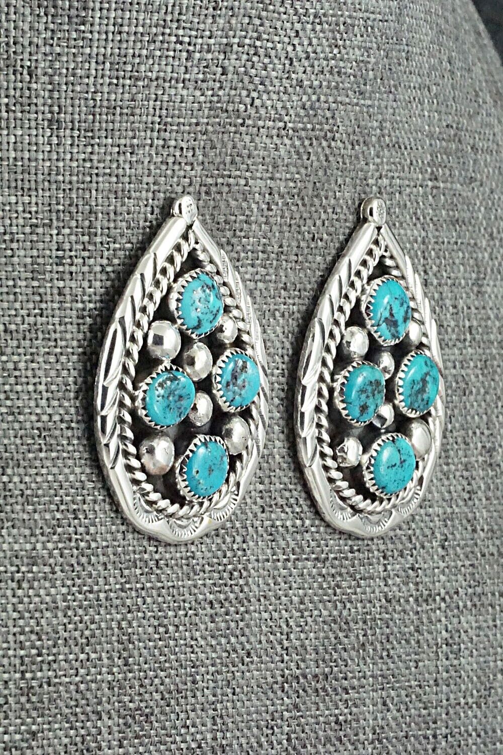 Turquoise & Sterling Silver Earrings - Chester Charley