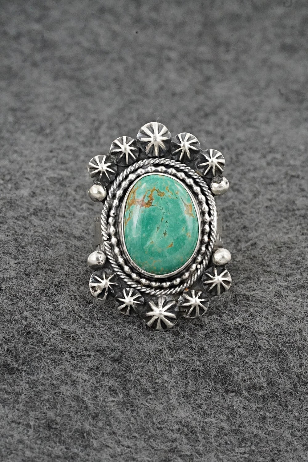 Turquoise & Sterling Silver Ring - Cordell Platero - Size Adjustable