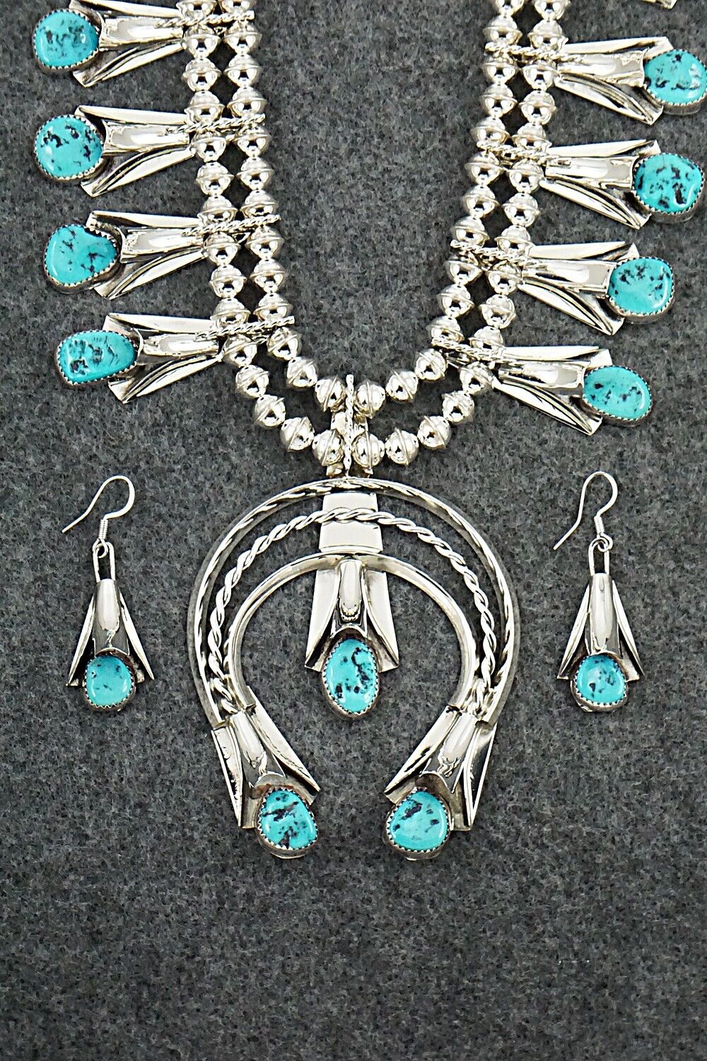 Turquoise & Sterling Silver Squash Blossom Set - Louise Yazzie