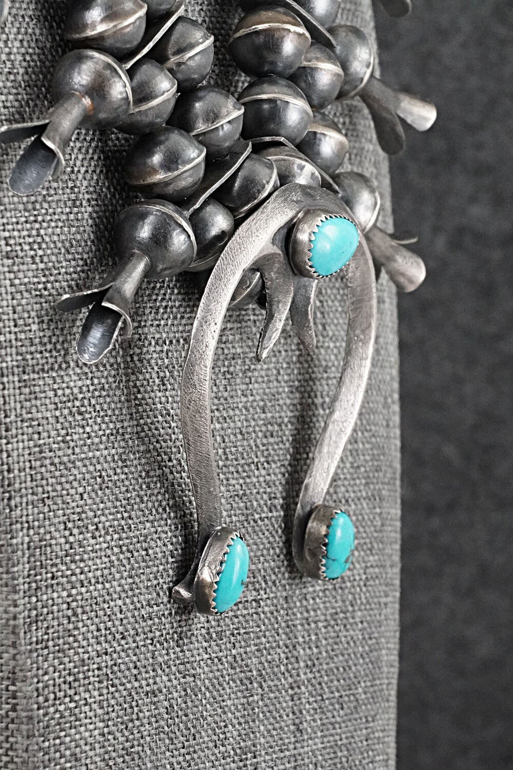 Turquoise & Sterling Silver Squash Blossom Set - Gilbert Martin