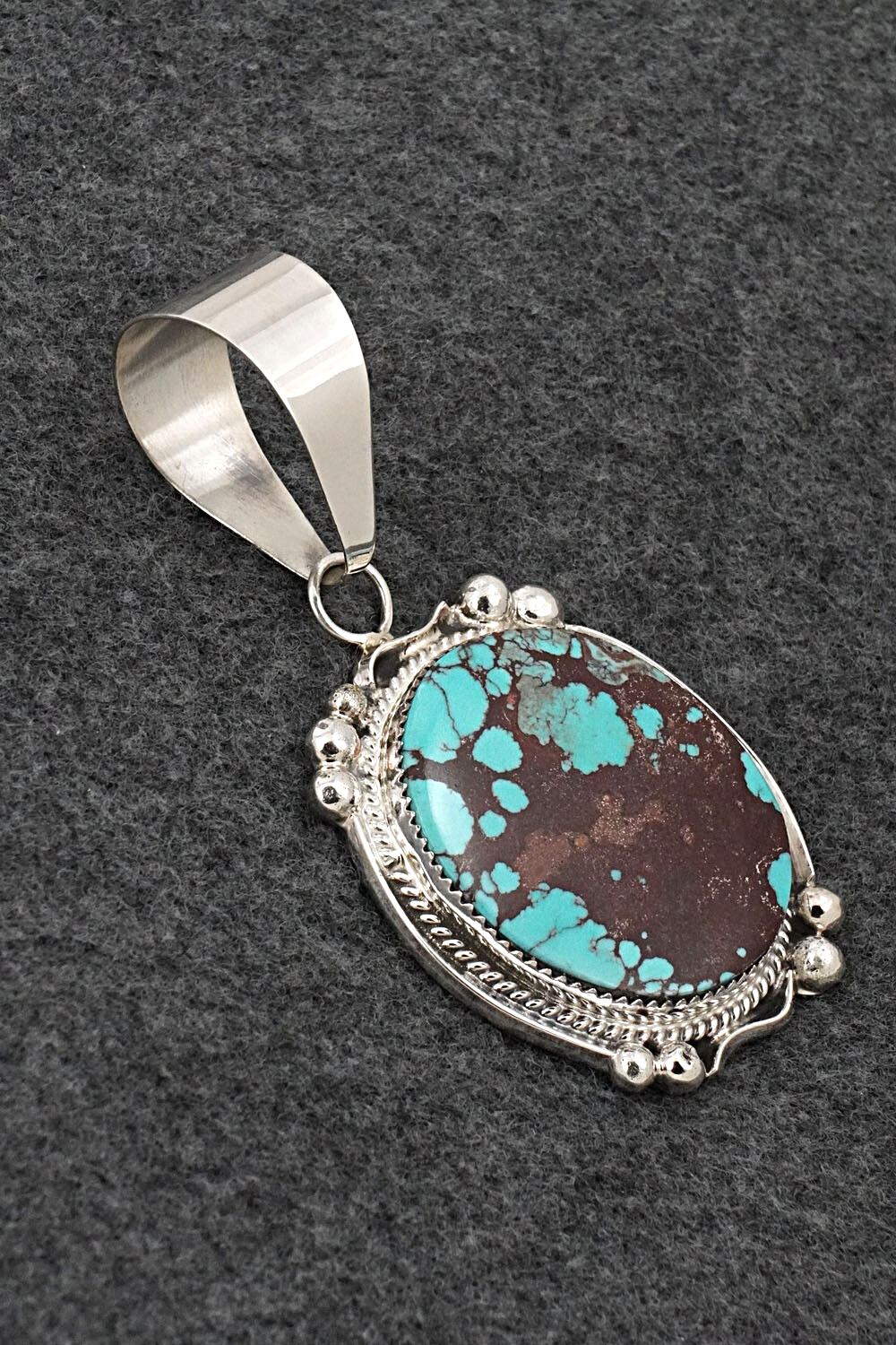 Turquoise & Sterling Silver Pendant - Leslie Nez