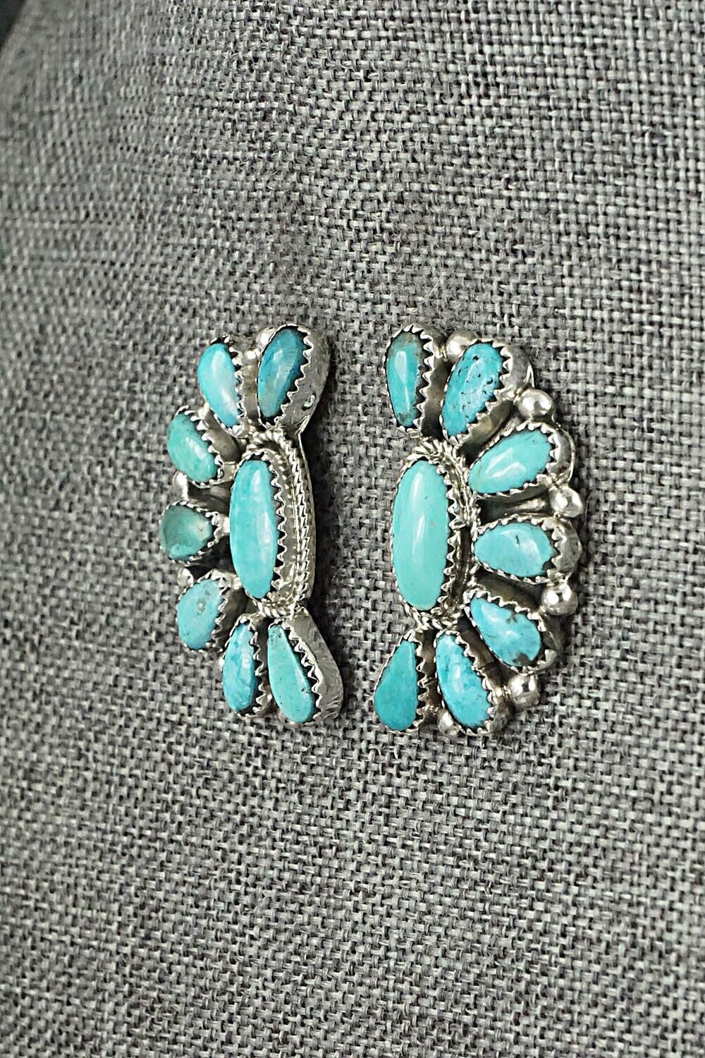 Turquoise & Sterling Silver Necklace and Earrings Set - Eunise Wilson