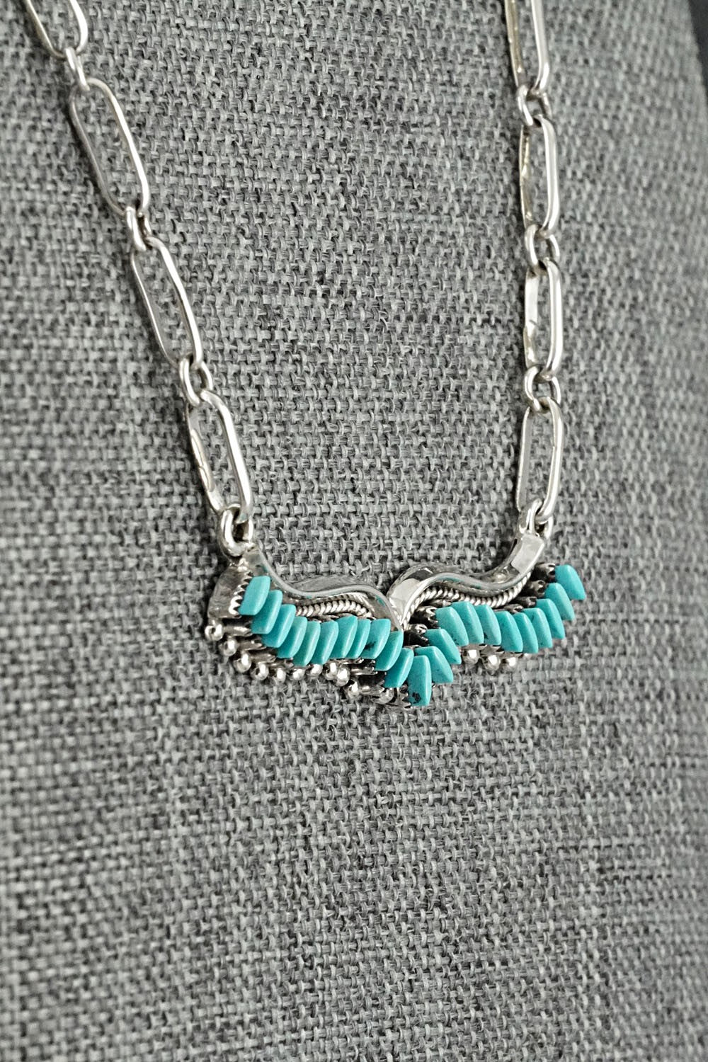 Turquoise & Sterling Silver Necklace and Earrings Set - Mildred Ukestine