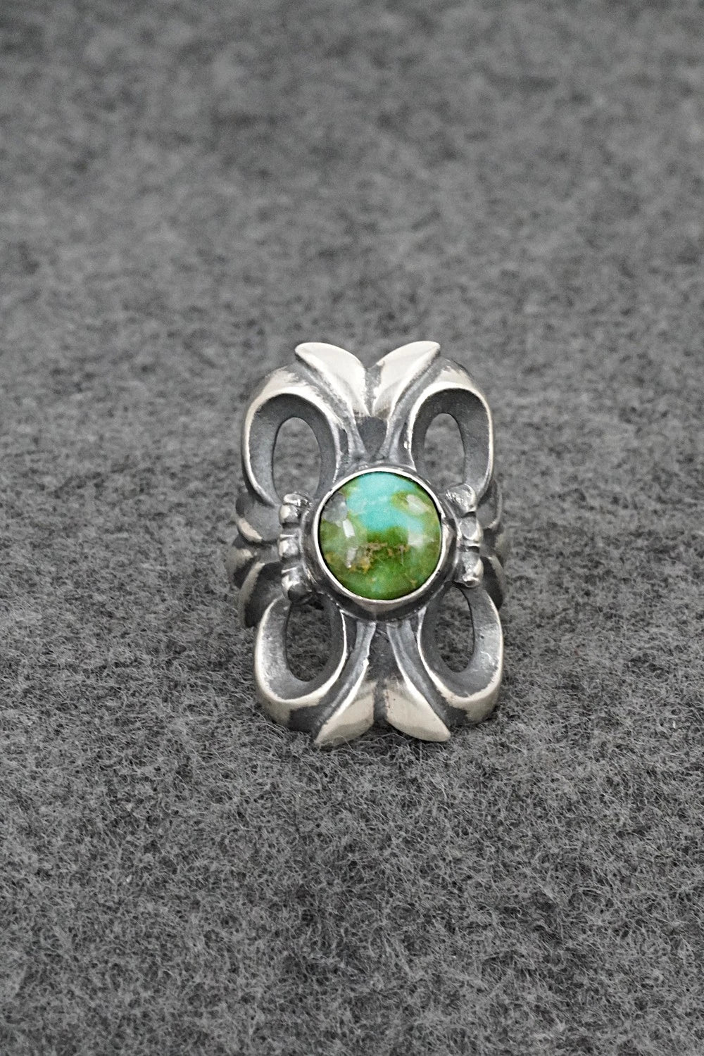 Turquoise & Sterling Silver Ring - Harrison Bitsue - Size 7