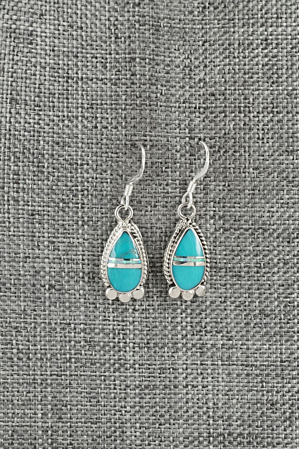 Turquoise, Opalite & Sterling Silver Inlay Earrings - James Manygoats