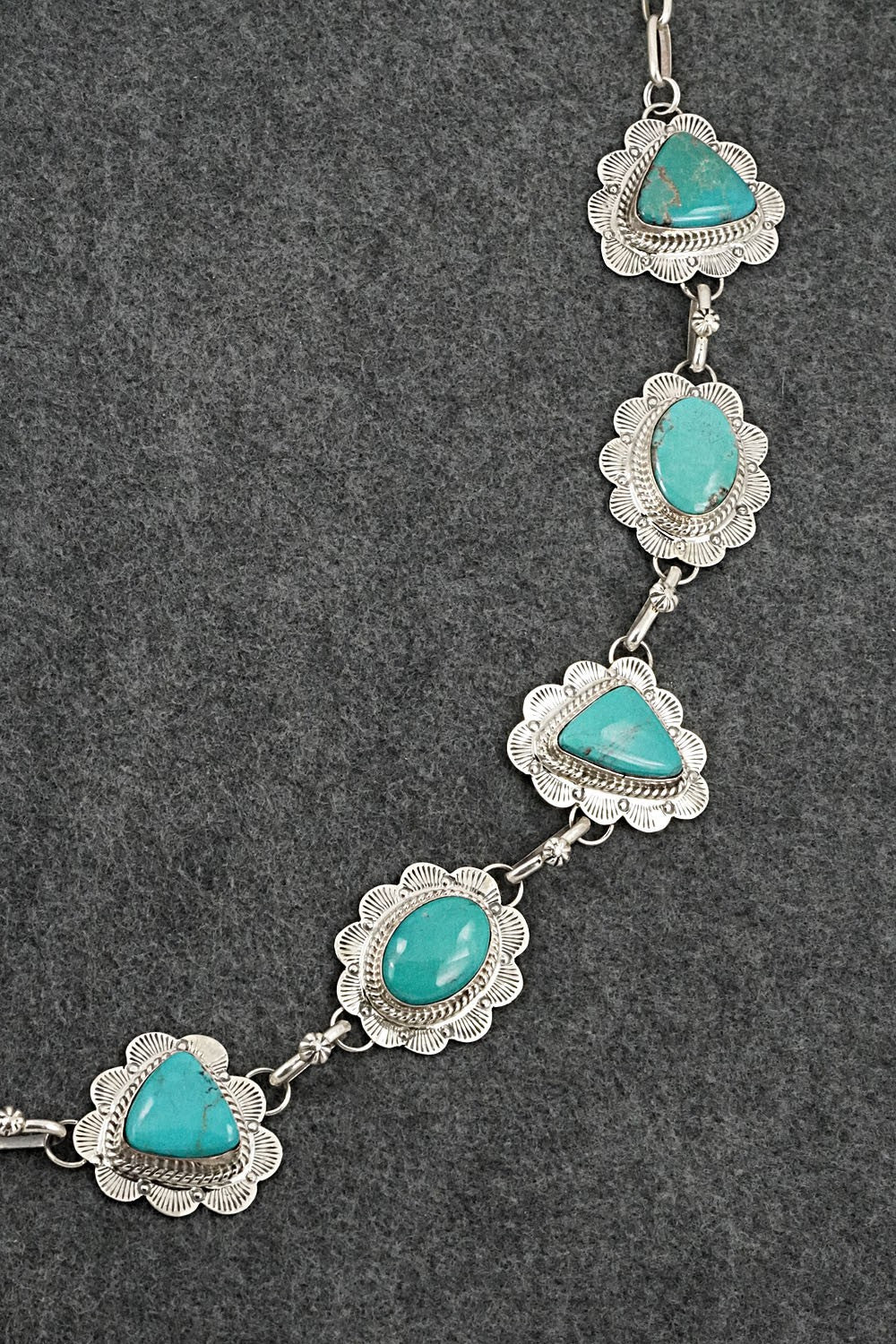 Turquoise & Sterling Silver Necklace - Vernon Johnson