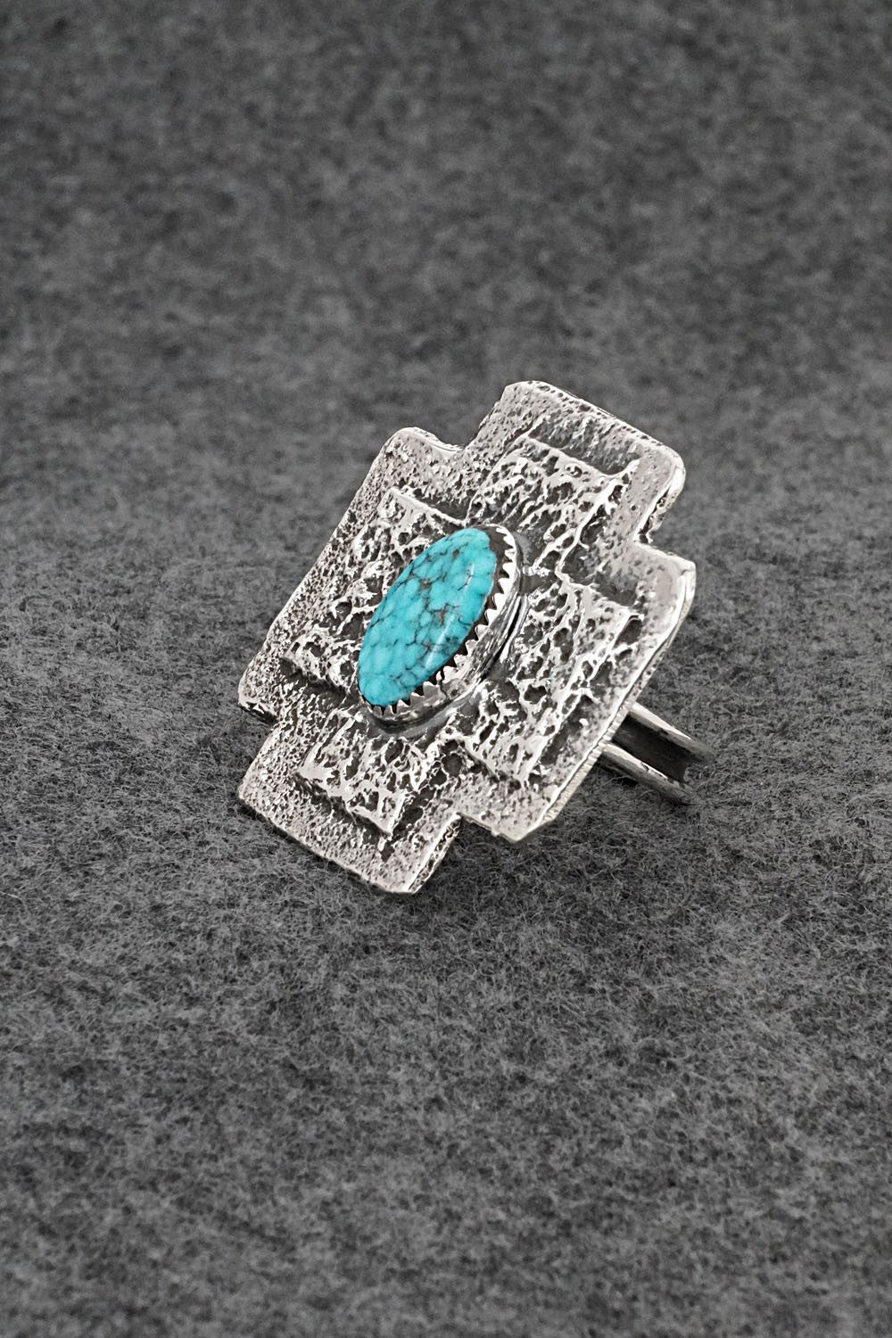 Turquoise & Sterling Silver Ring - Dymitri Arviso - Size 8, Adj.