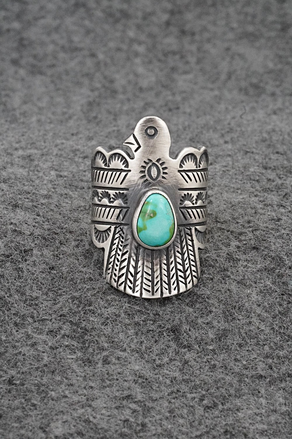 Turquoise and Sterling Silver Ring - Raymond Coriz - Size 9