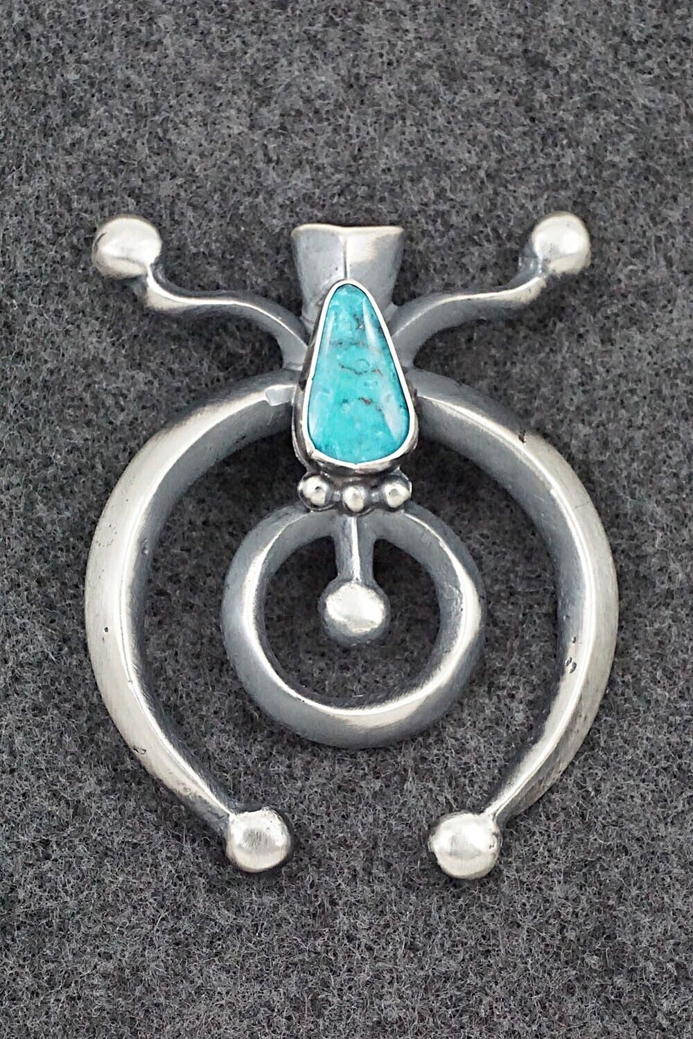 Turquoise & Sterling Silver Pendant - Harrison Bitsue