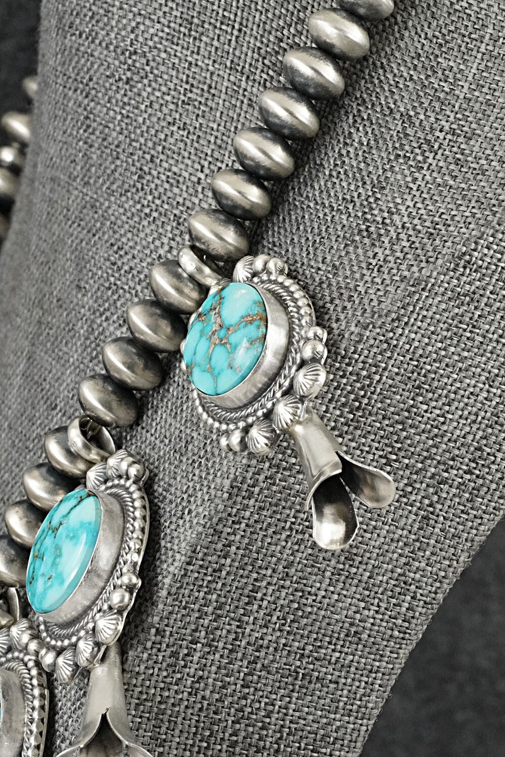 Turquoise & Sterling Silver Squash Blossom Set - Tom Lewis