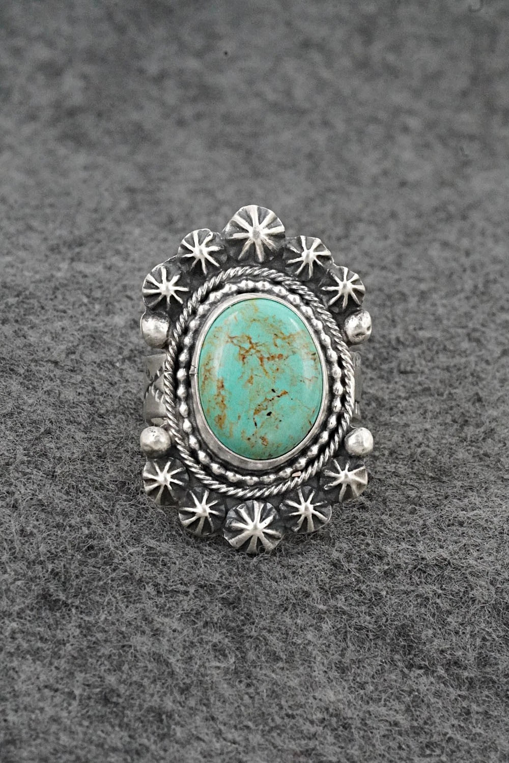 Turquoise & Sterling Silver Ring - Cordell Platero - Size Adjustable