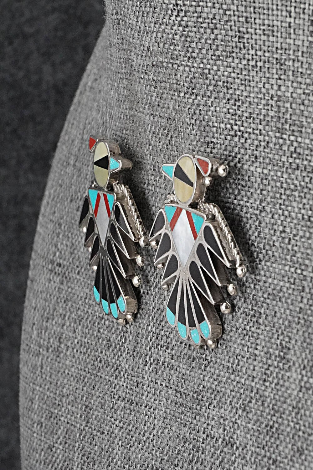 Multi-Stone Inlay & Sterling Silver Earrings - Adrian Wallace
