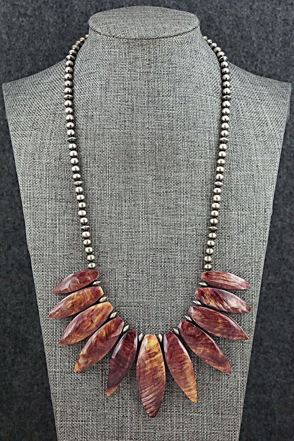 Spiny Oyster & Sterling Silver Necklace - Louise Joe