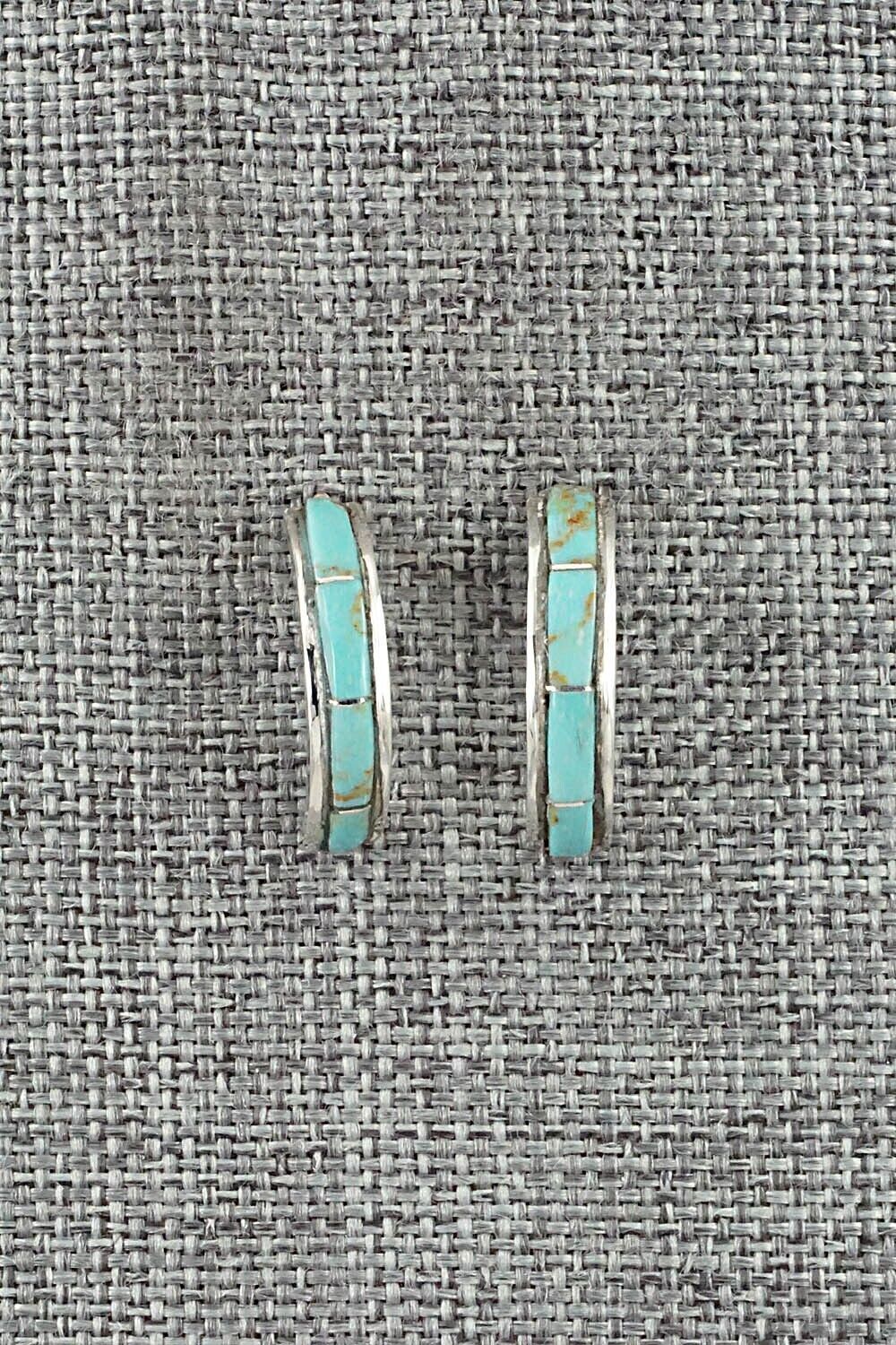 Turquoise & Sterling Silver Hoop Earrings - Alton Tom