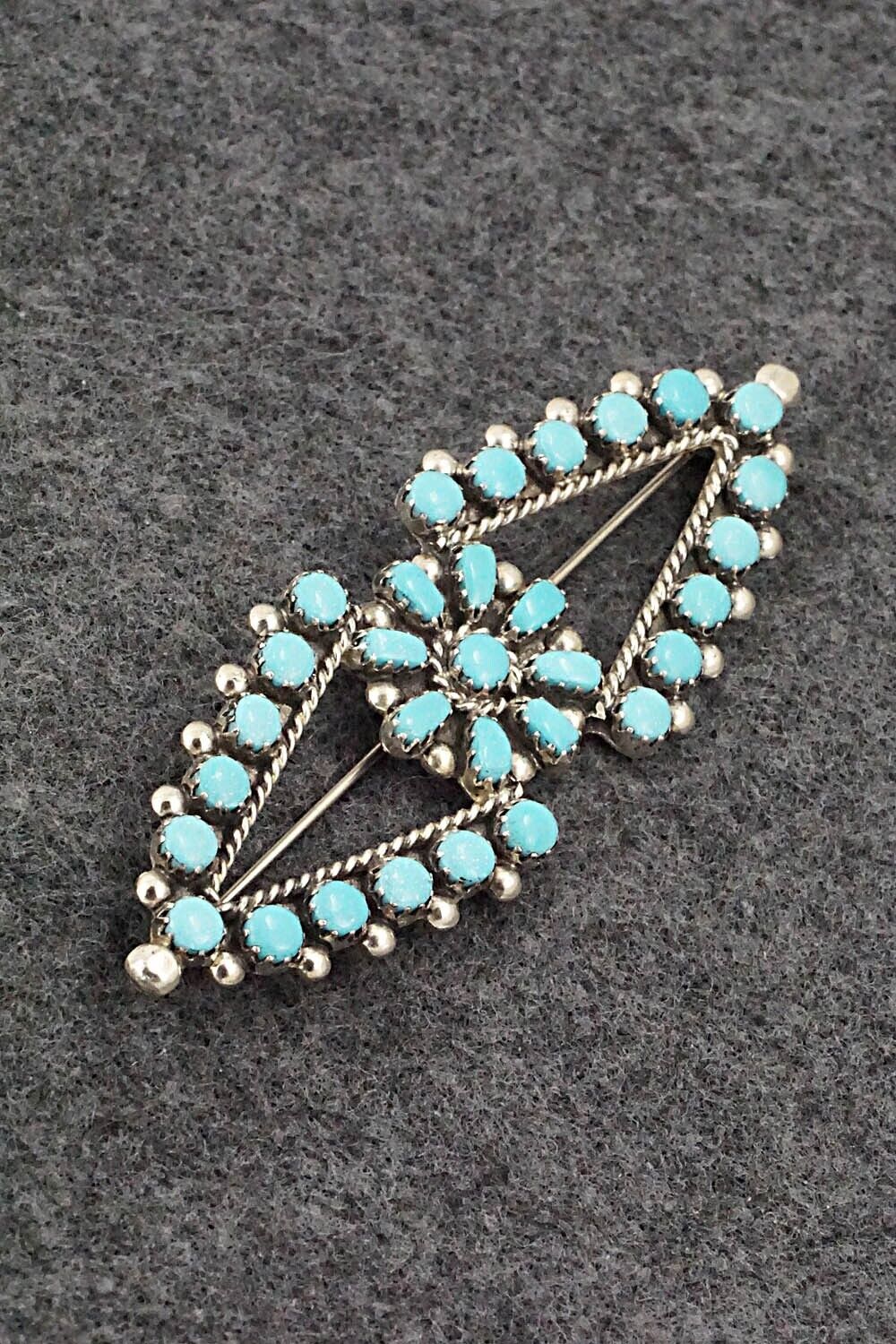 Turquoise & Sterling Silver Pin - E. Gchachu