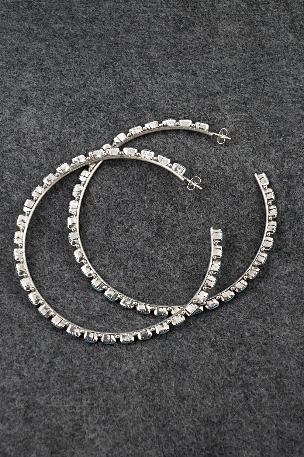 Turquoise & Sterling Silver Hoop Earrings - Aurelia Hughte