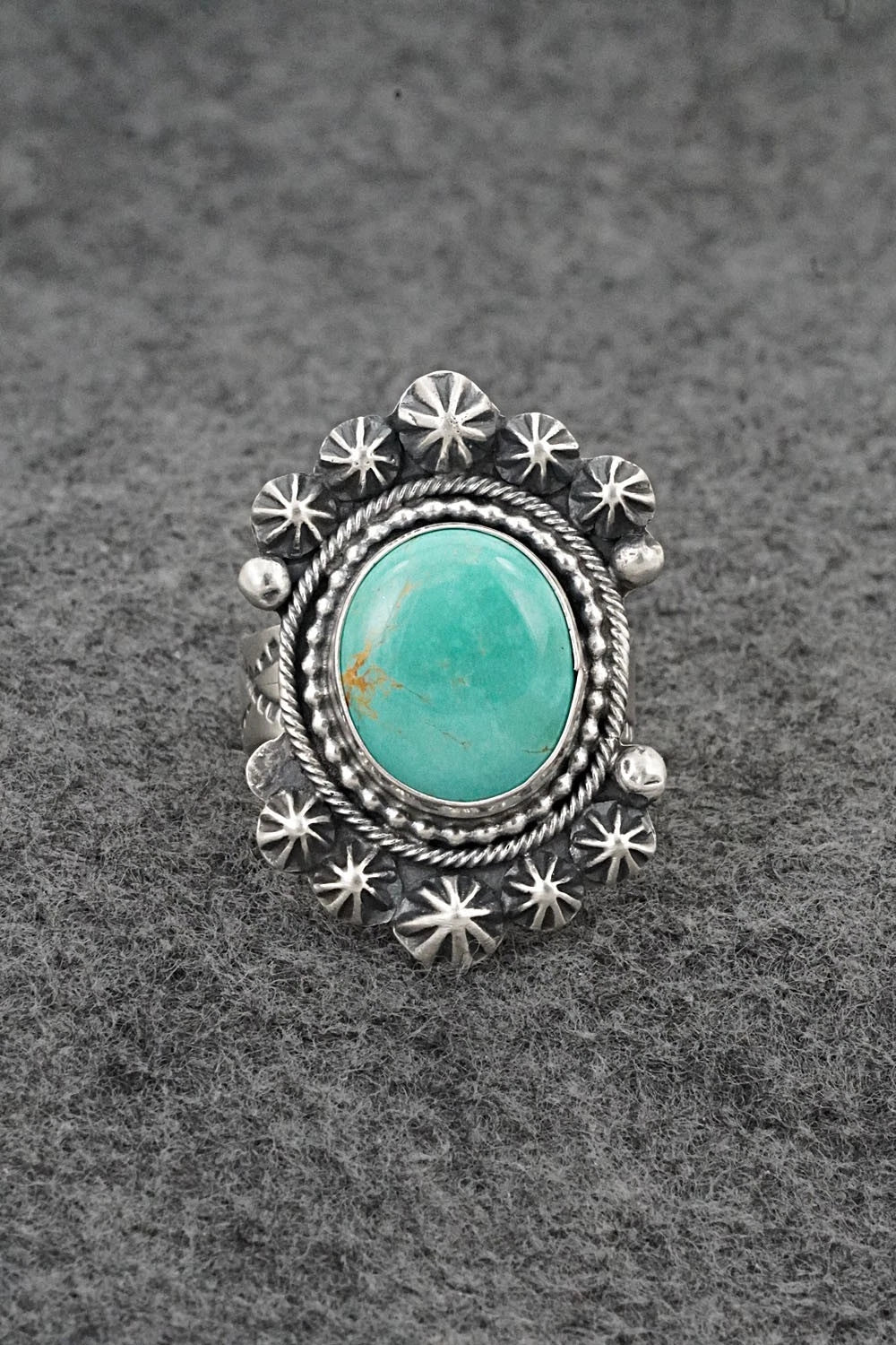 Turquoise & Sterling Silver Ring - Cordell Platero - Size Adjustable