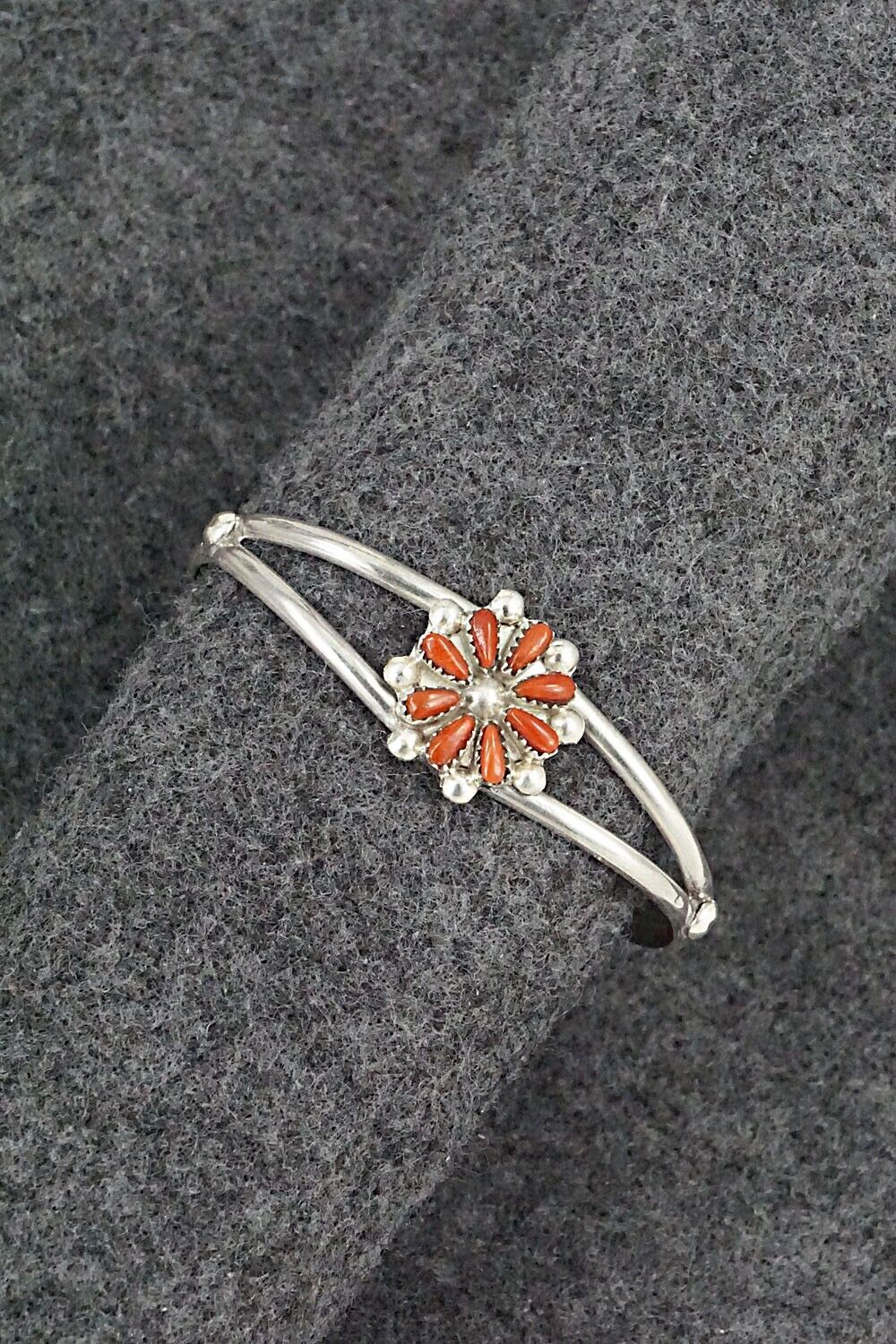Coral & Sterling Silver Child Size Bracelet - David Leekity