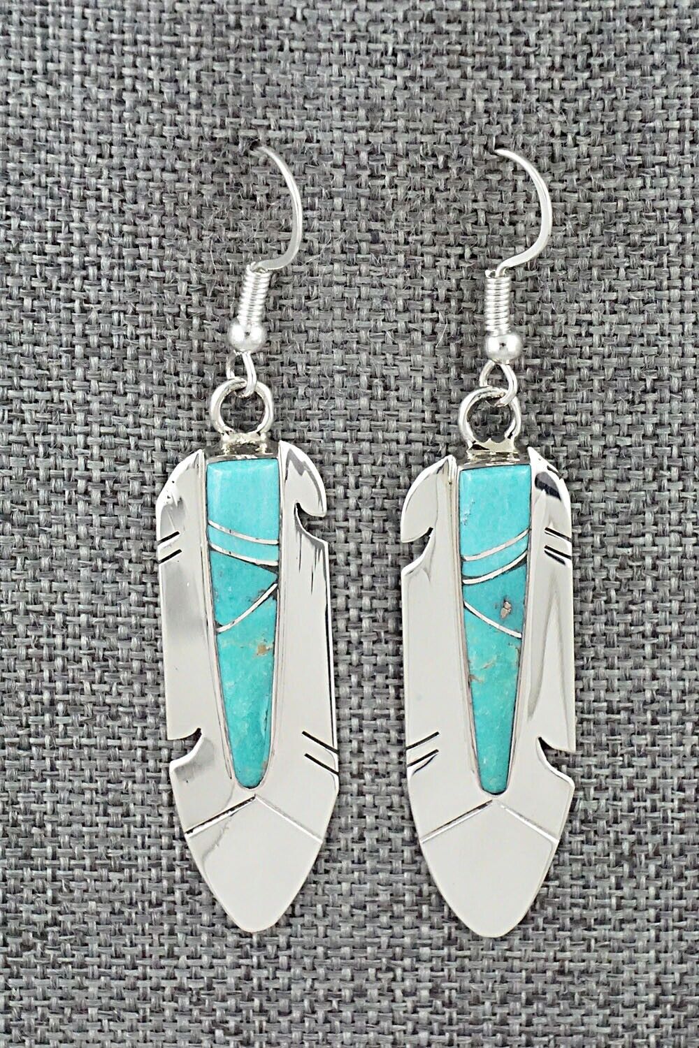 Turquoise & Sterling Silver Inlay Earrings - Marilyn Yazzie