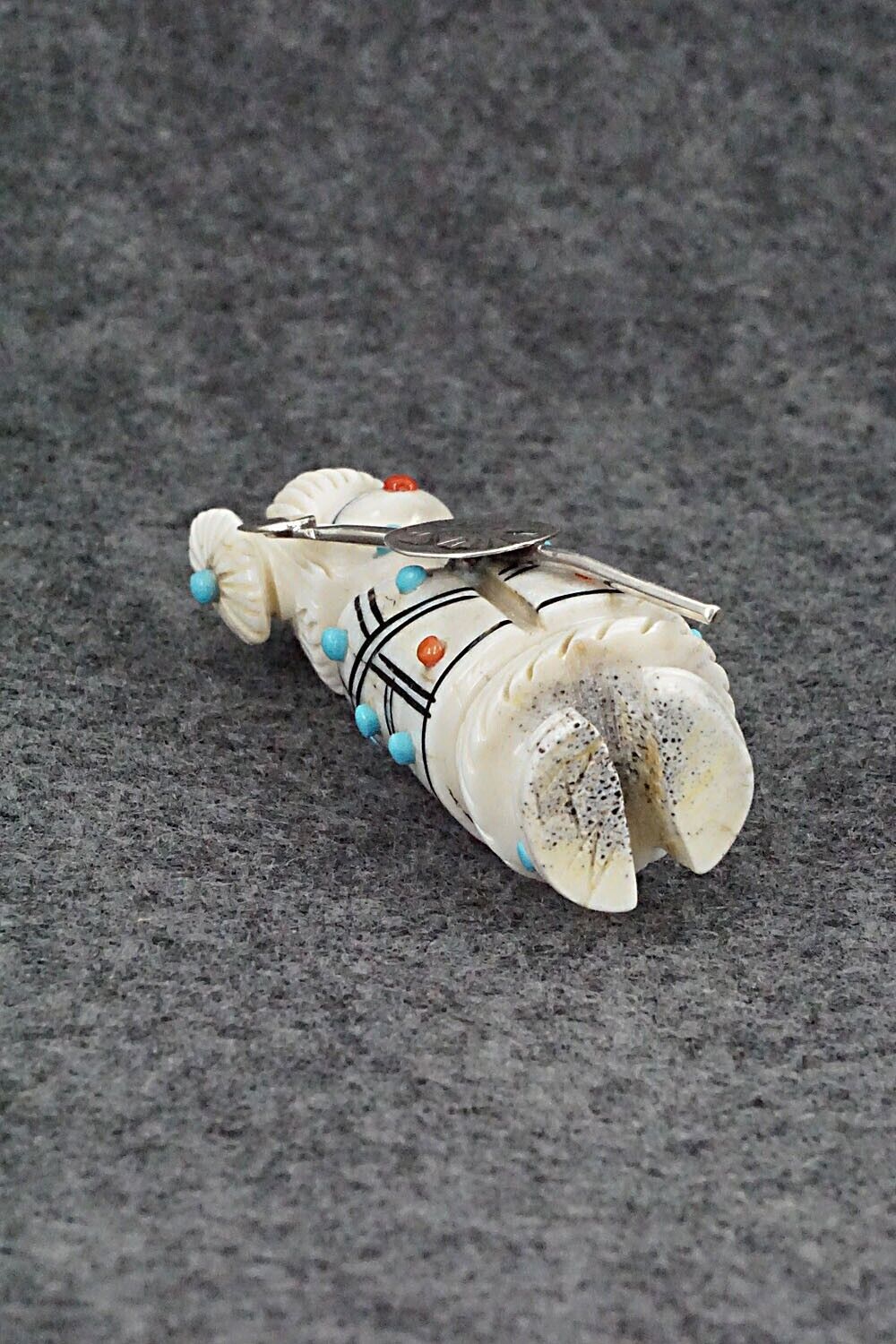 Hunter with Spear & Shield Zuni Fetish Carving - Claudia Peina
