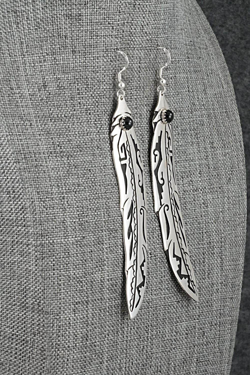 Onyx & Sterling Silver Earrings - Rosita Singer