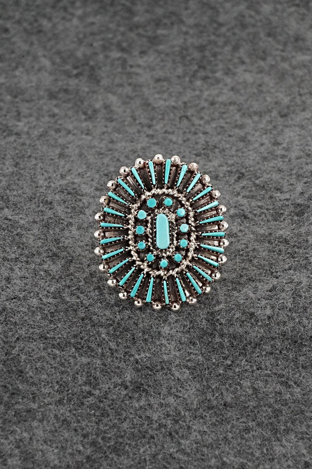Turquoise & Sterling Silver Ring - Shirley Lahi - Size 9