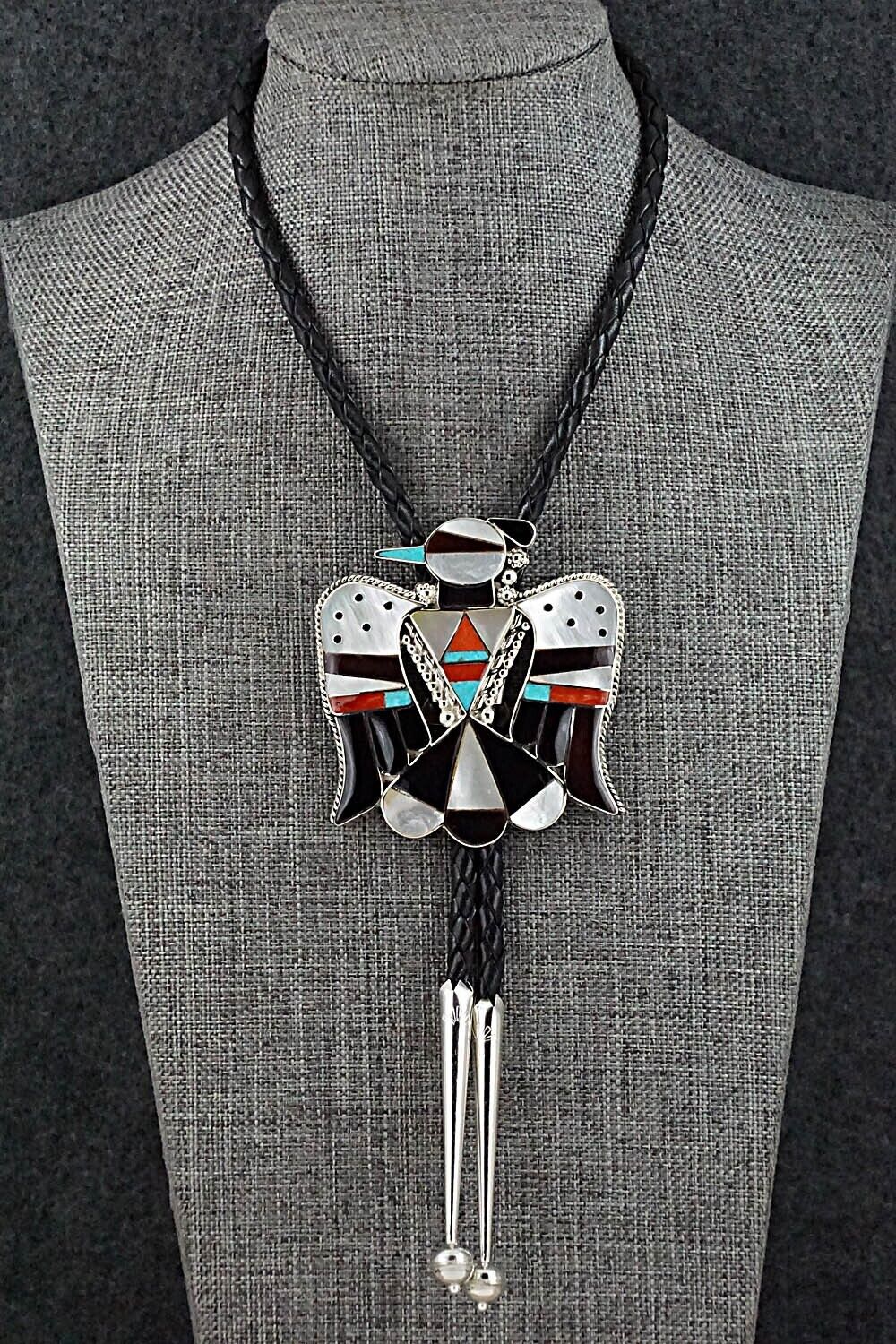 Multi-Stone & Sterling Silver Inlay Bolo Tie - Bobby Shack