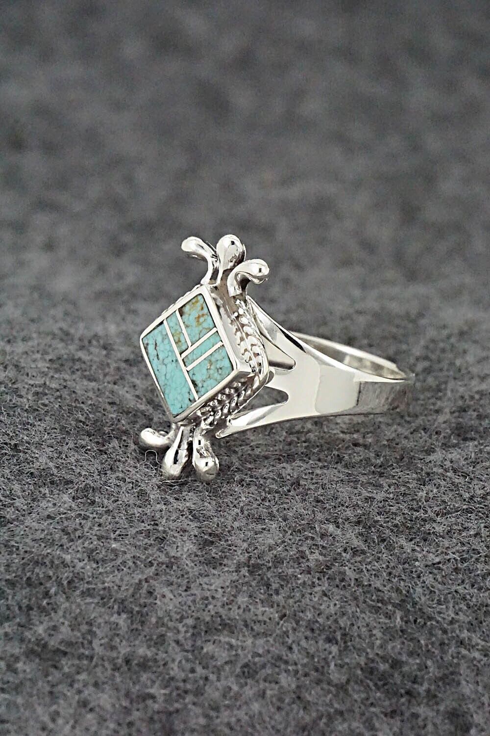 Turquoise & Sterling Silver Inlay Ring - James Manygoats - Size 9