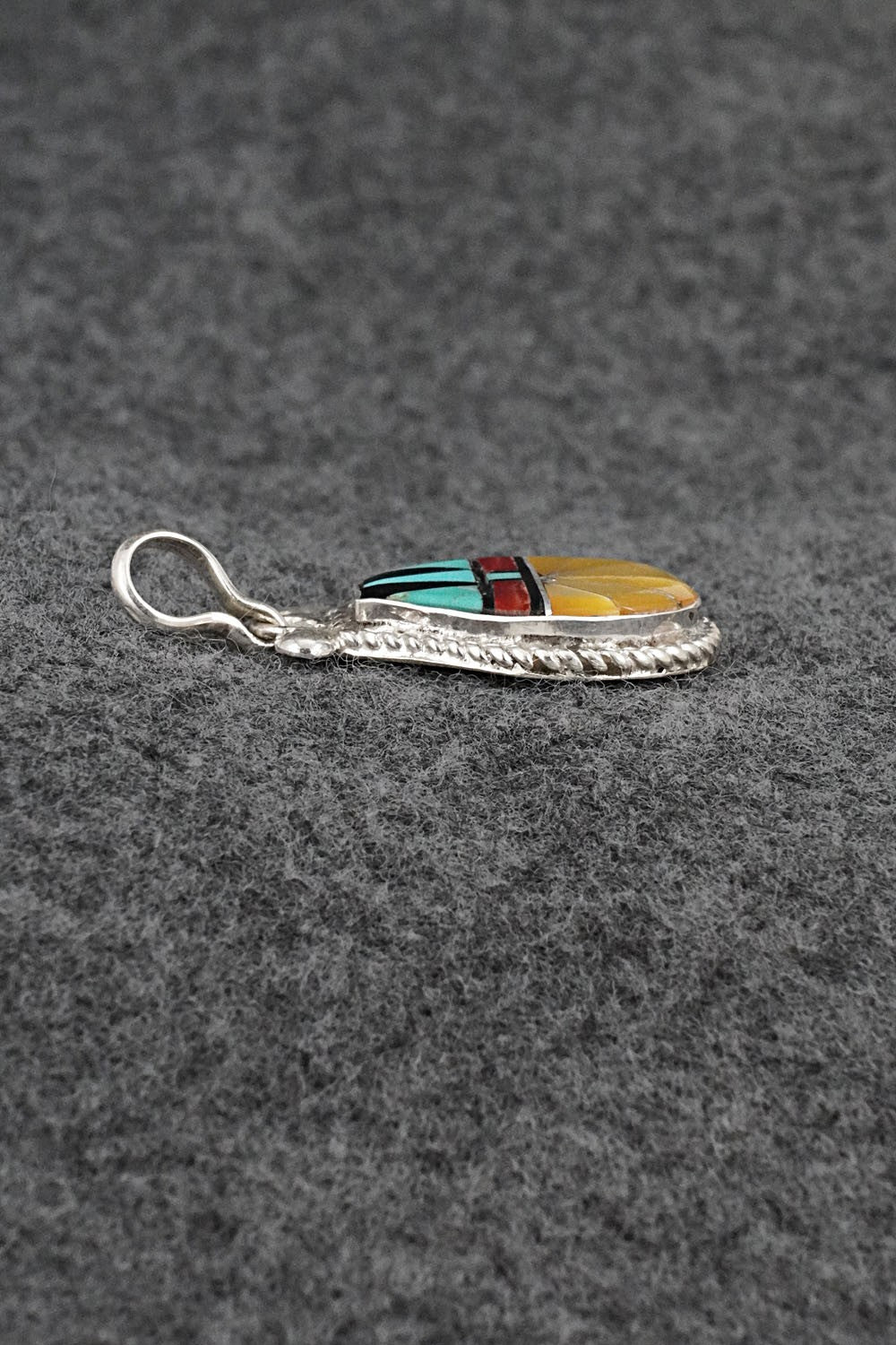 Multi-Stone & Sterling Silver Inlay Pendant - Ola Eriacho