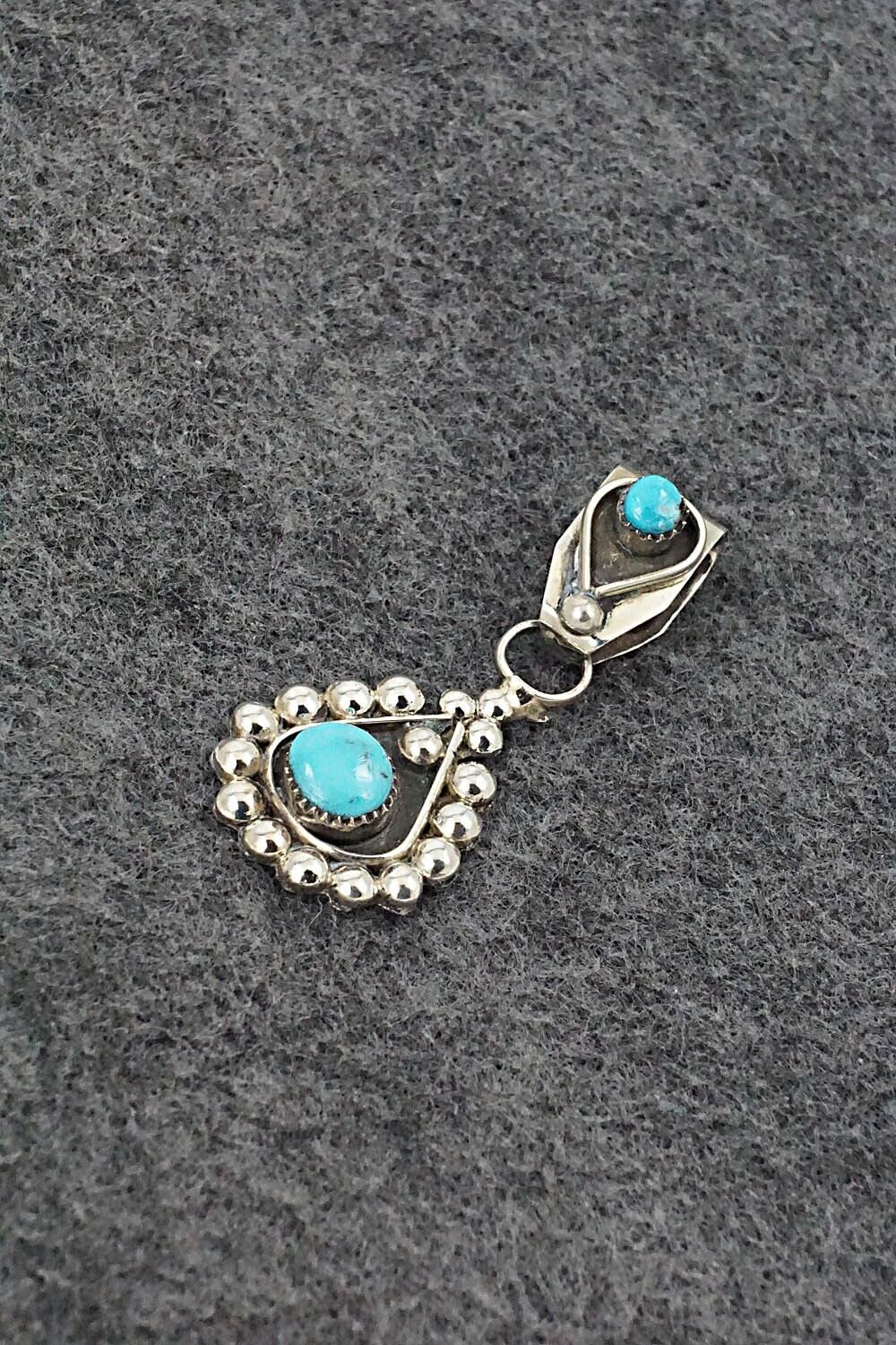 Turquoise and Sterling Silver Pendant - Verdie Booqua