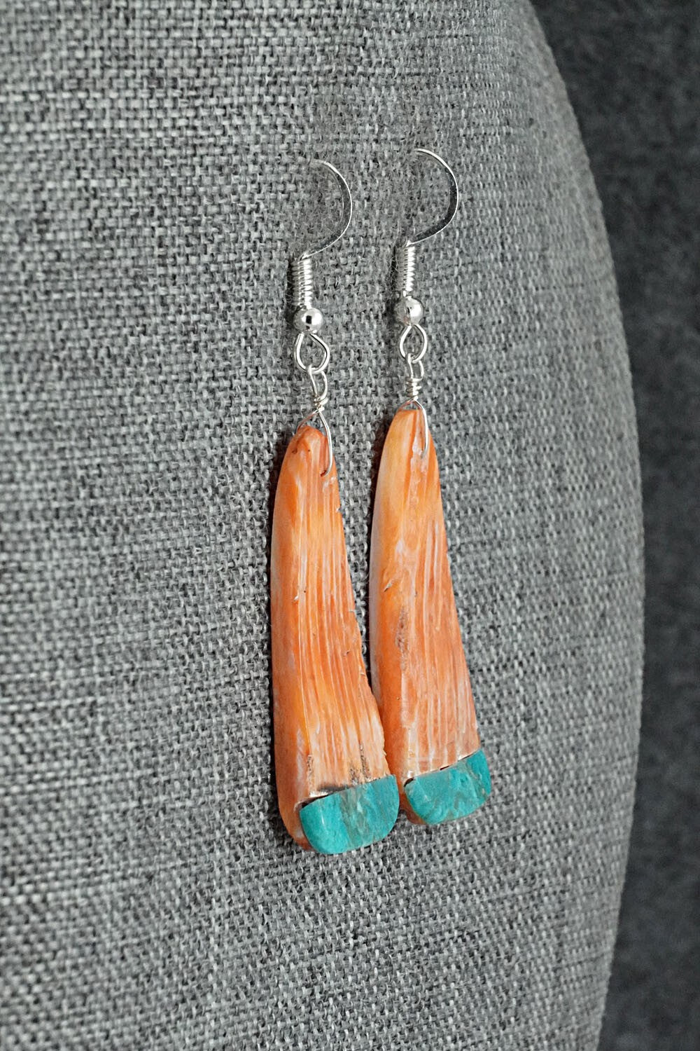 Spiny Oyster, Turquoise & Sterling Silver Earrings - Louise Pete