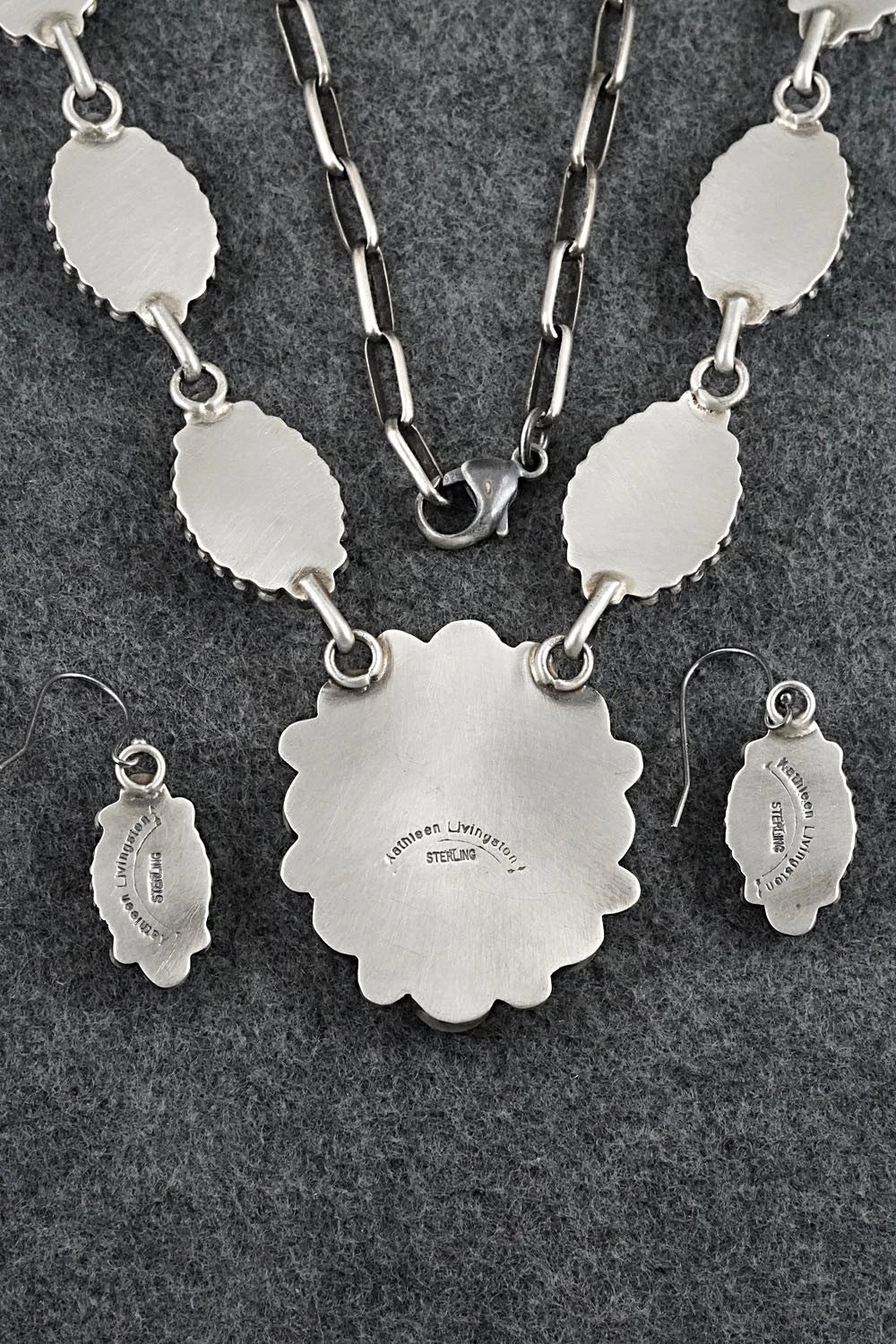 Turquoise & Sterling Silver Necklace and Earrings Set - Kathleen Livingston