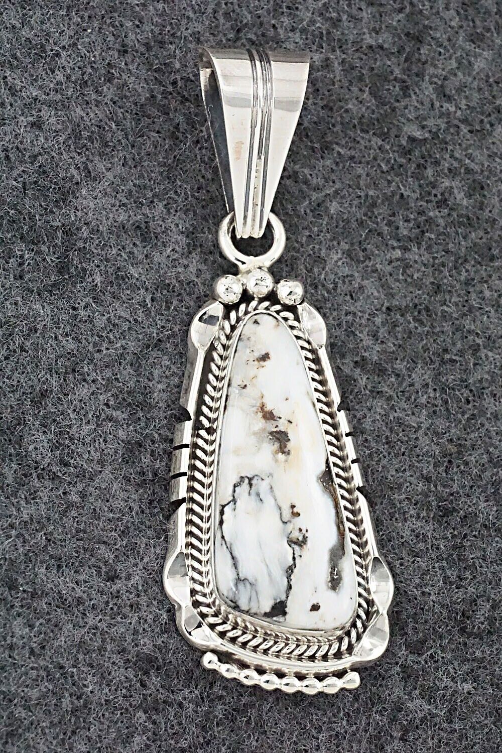White Buffalo & Sterling Silver Pendant - Samuel Yellowhair