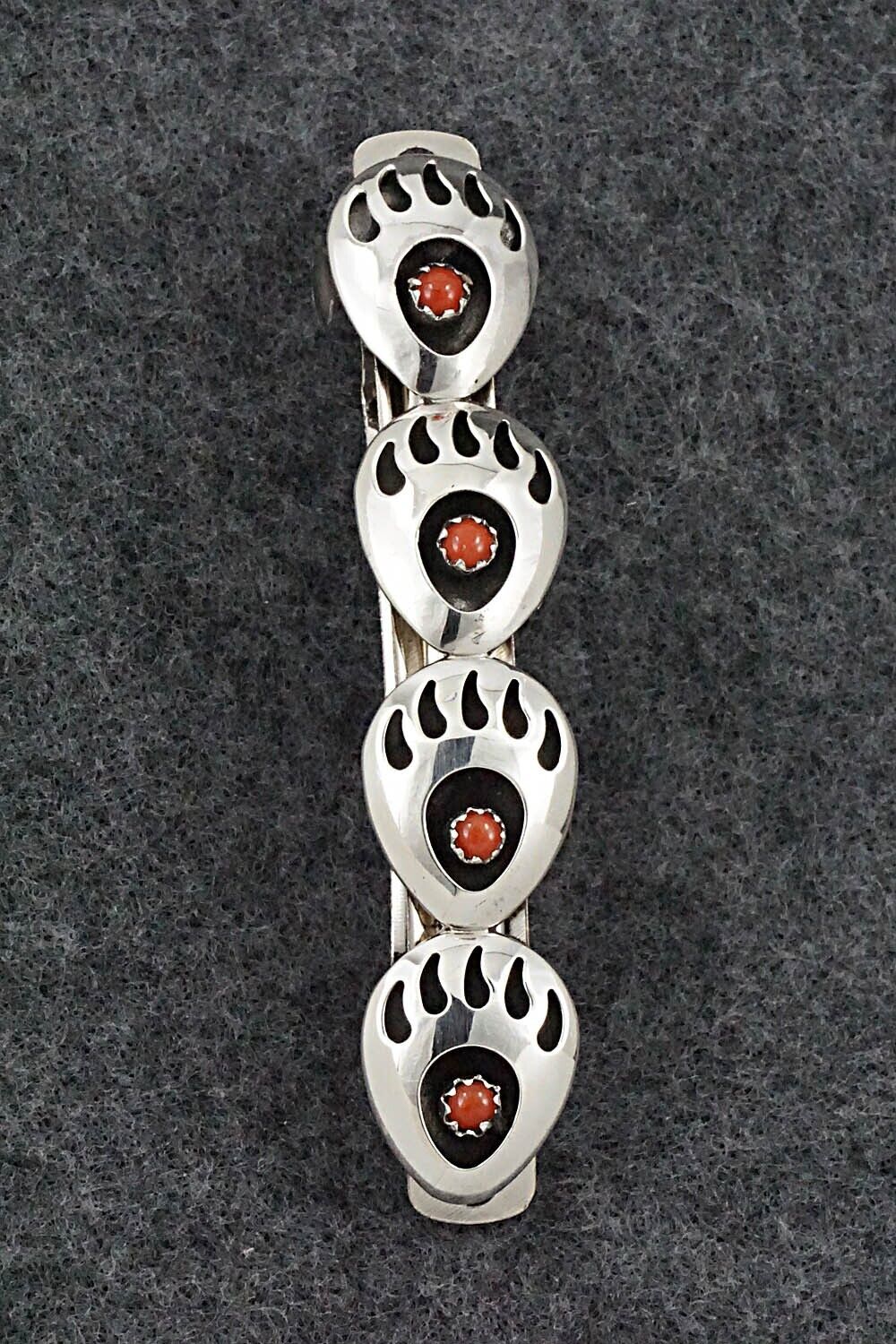 Coral & Sterling Silver Hair Barrette - Leroy Parker