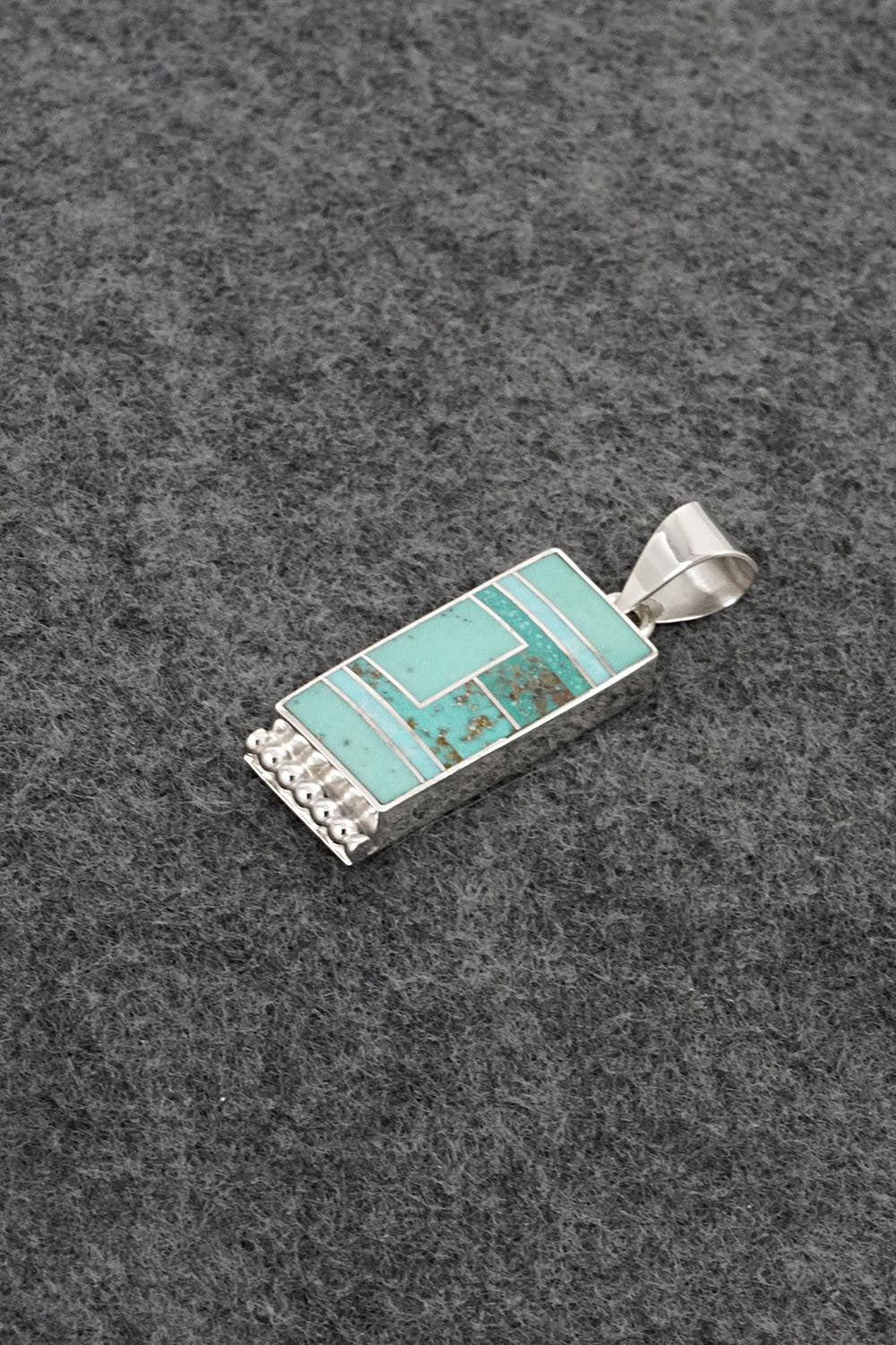 Turquoise & Sterling Silver Pendant - Curtis Manygoats